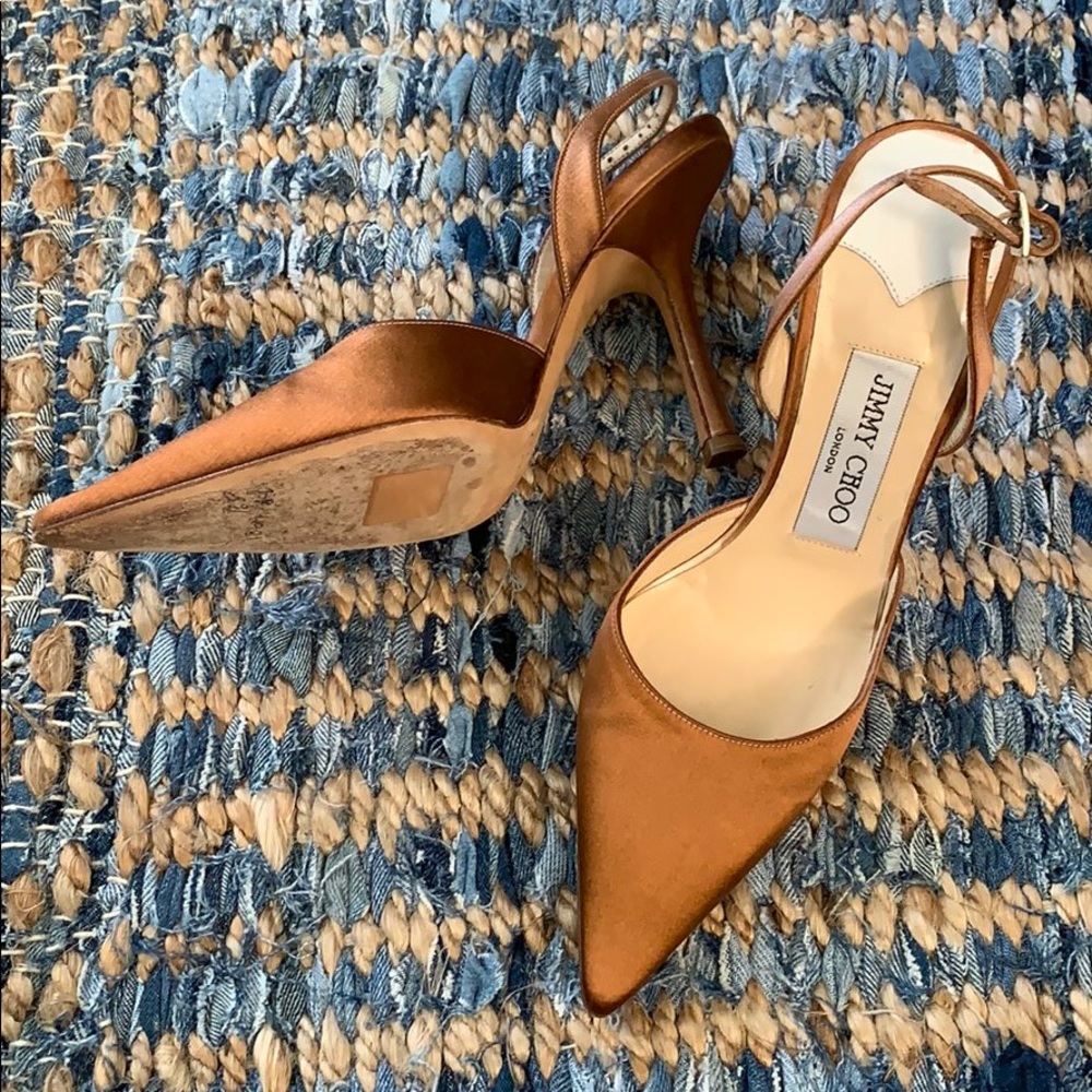 Jimmy Choo satin Slingback pointy toe sandals 35.5